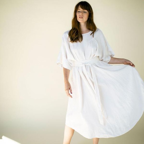 Suunday Dresses & Skirts - SOLD Suunday 100% Linen Ema Gardenia White Dress